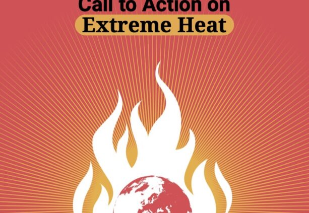 The cover of the UN call for action on extreme heat has the earth surrounded by flames